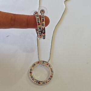 Park Lane Red and Pink Necklace with Circular Pendant